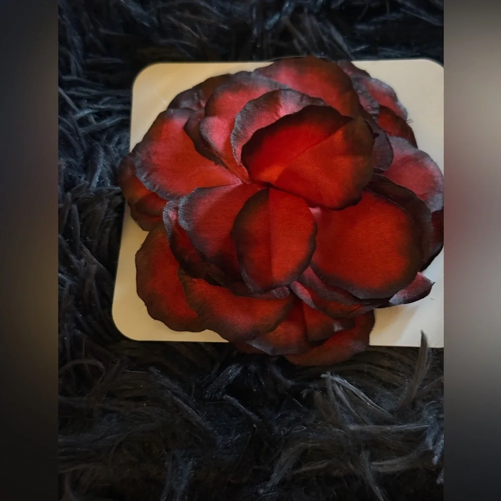 Elegant Red Floral Pin NWT